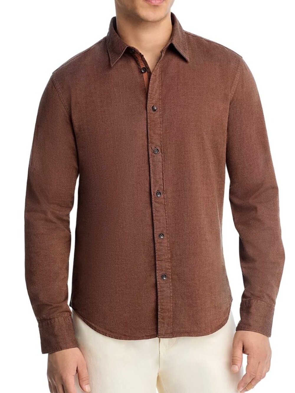 rag & bone Men's Long Sleeve Tomlin Stretch Dobby Button Front Shirt Casual Rust